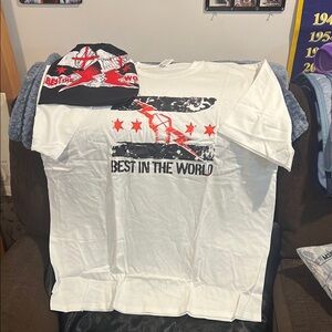 “Best In The World”White Graphic T-Shirt and Beanie Set